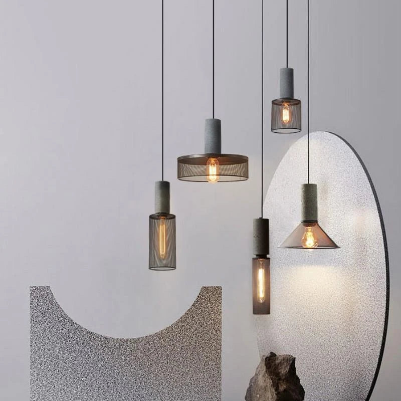 Retro LED Pendant Light: Creative Cement Head Hanging Fixture for Modern Spaces