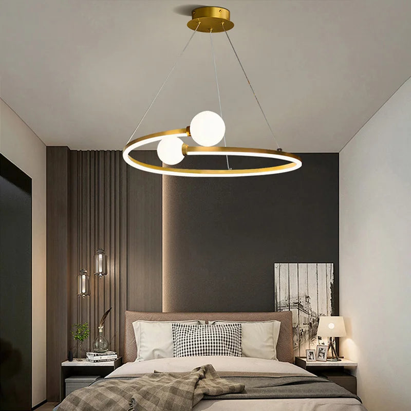 Modern Nordic Ring LED Ceiling Chandelier - Gold Pendant Lamp