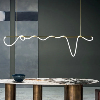 Nordic LED Long Hose Chandelier - Minimalist Pendant Lamp for Dining Room, Kitchen, and Bar