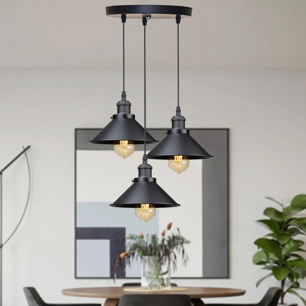 Black Vintage Pendant Light | Retro Hanging Chandelier Lamp