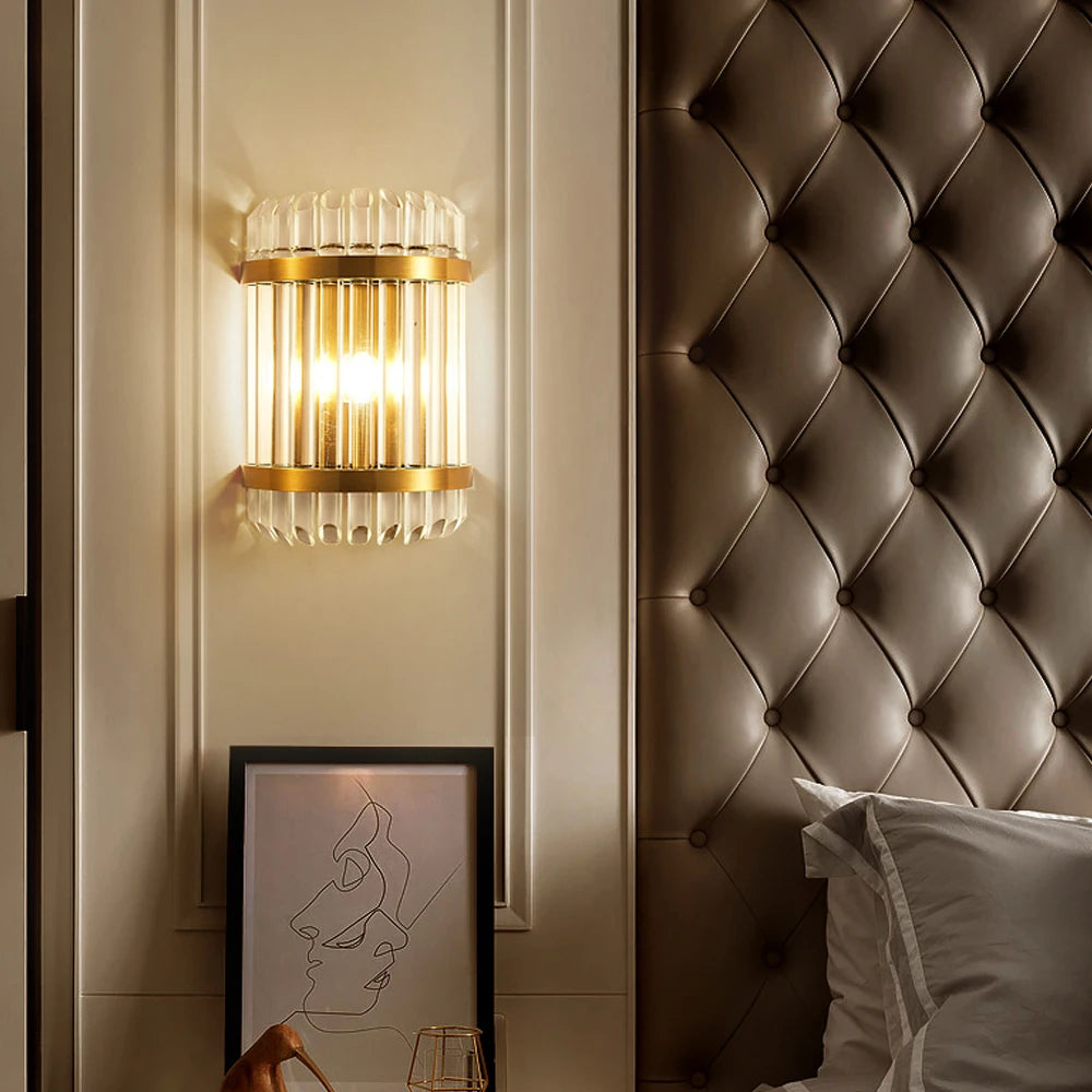 Crystal Golden Modern LED Wall Light - Elegant Sconce Lamp for Bedroom, Living Room, Bathroom