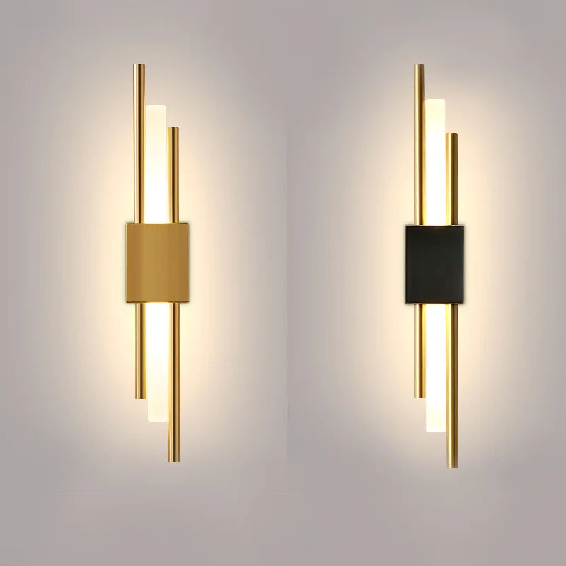 Modern LED Wall Lamp - Stylish Gold Pipe Acrylic Lampshade for Living Room, Corridor, Bedroom