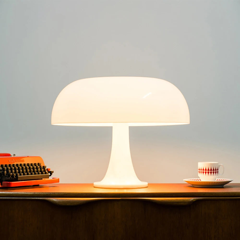 Mushroom Table Lamp - Cream Style - for Living Room, Bedroom, Study - Nordic Creative Homestay Bedside Glass Decorative Lamp