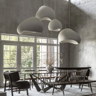 Modern White Round Chandelier - Simple Pendant Light for Living Room, Bedroom, and Kitchen Island