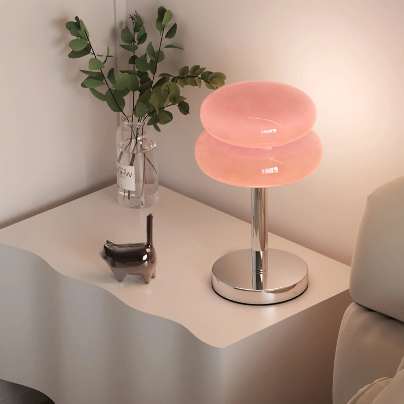 Glass Egg Tart Table Lamp – Dimmable USB-Powered Ambient Light for Bedroom, Living Room, and Home Office