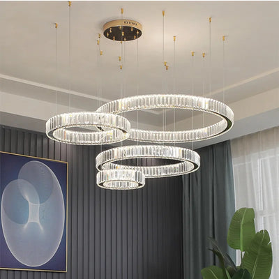 Modern Luxury Led Dimmable Pendant Lights Lustre Living Room Chandelier Lamp Fixtures Foyer Shiny Steel Led Luminarias Light