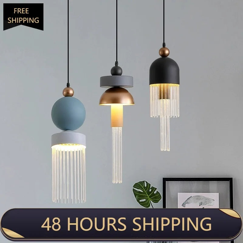 Nordic Modern Glass Pendant Lamp - LED Island Platform Lighting