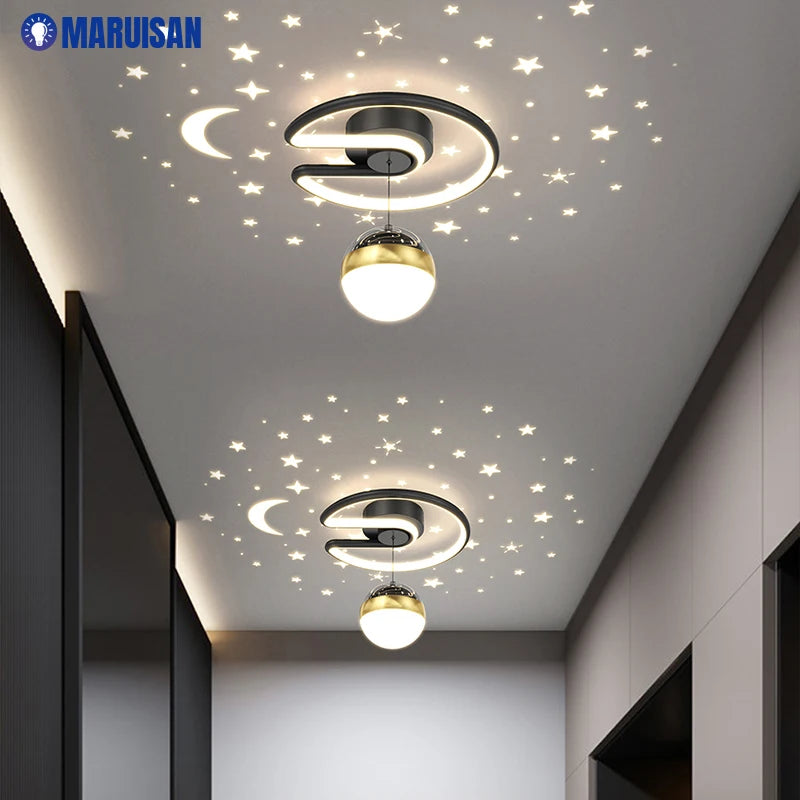 Black Gray 28W LED Ceiling Light For Hallway - Glass Ball Shades Foyer Aisle Indoor Lighting Luminaire Lustre Star Effect Dropship