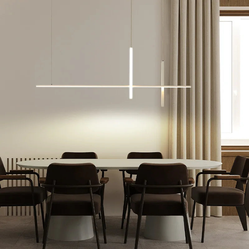 Modern Minimalist LED Chandelier – Dimmable Black Pendant Lamp for Dining Room, Kitchen, or Bar