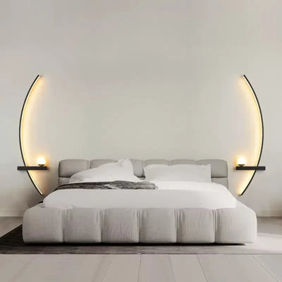 Modern LED Wall Lamp - Minimalist Stripes Design in Black and Gold for Bedroom, Study, and Home Decor