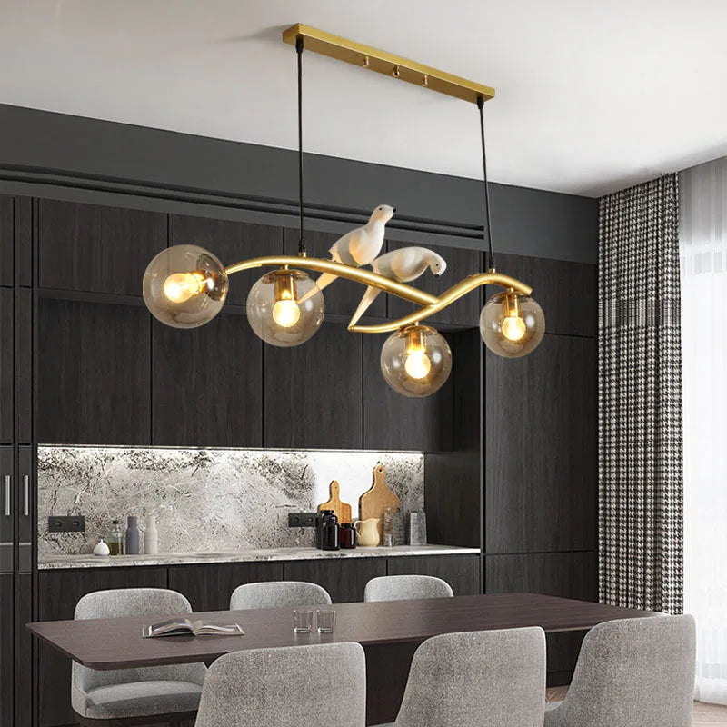 White Bird LED Ceiling Chandelier - Creative Pendant Lights for Kitchen Island and Dining Table