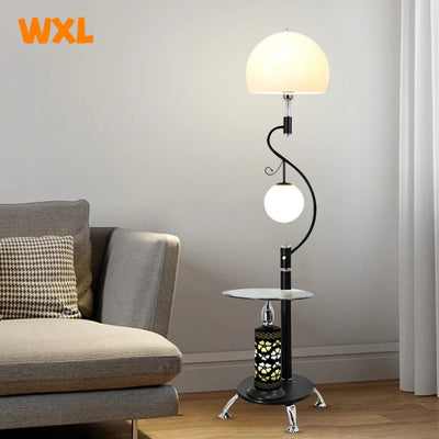 Simple Modern Floor Lamp - Integrated Coffee Table Design for Living Room, Bedroom, and Study