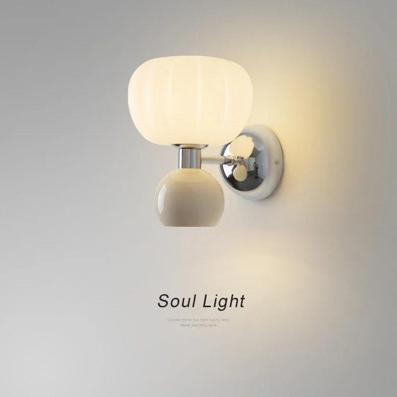 Modern LED Wall Lamps - Cream Breeze Pumpkin Sconces for Bedroom, Living Room