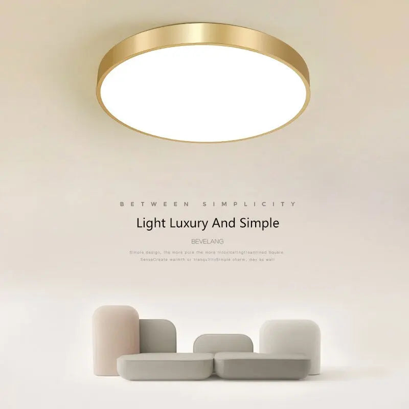 Modern LED Ceiling Light Lamp - Simple Golden Round