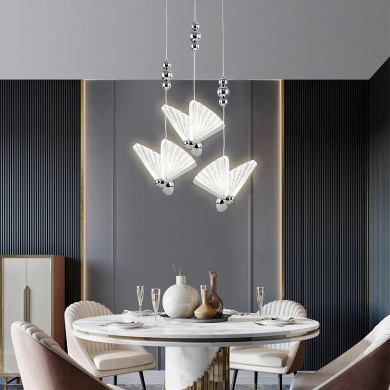 Butterfly LED Pendant Light: Elegant Nordic Hanging Lamp for Living Spaces