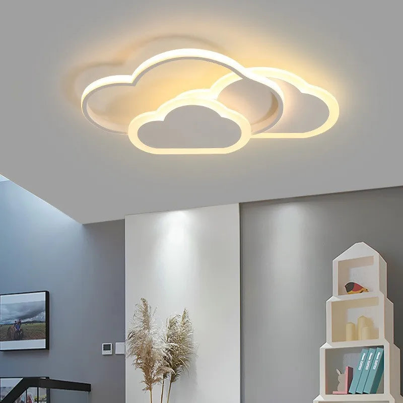 Cloud LED Ceiling Light - Modern Dimmable Chandelier for Children's Bedroom