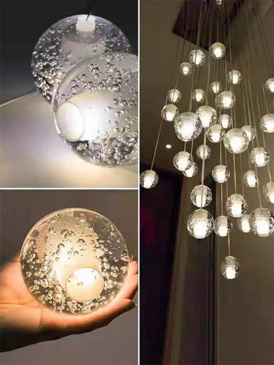 Modern Crystal Ball LED Chandelier - Elegant Lighting for Spiral Staircase Living Rooms