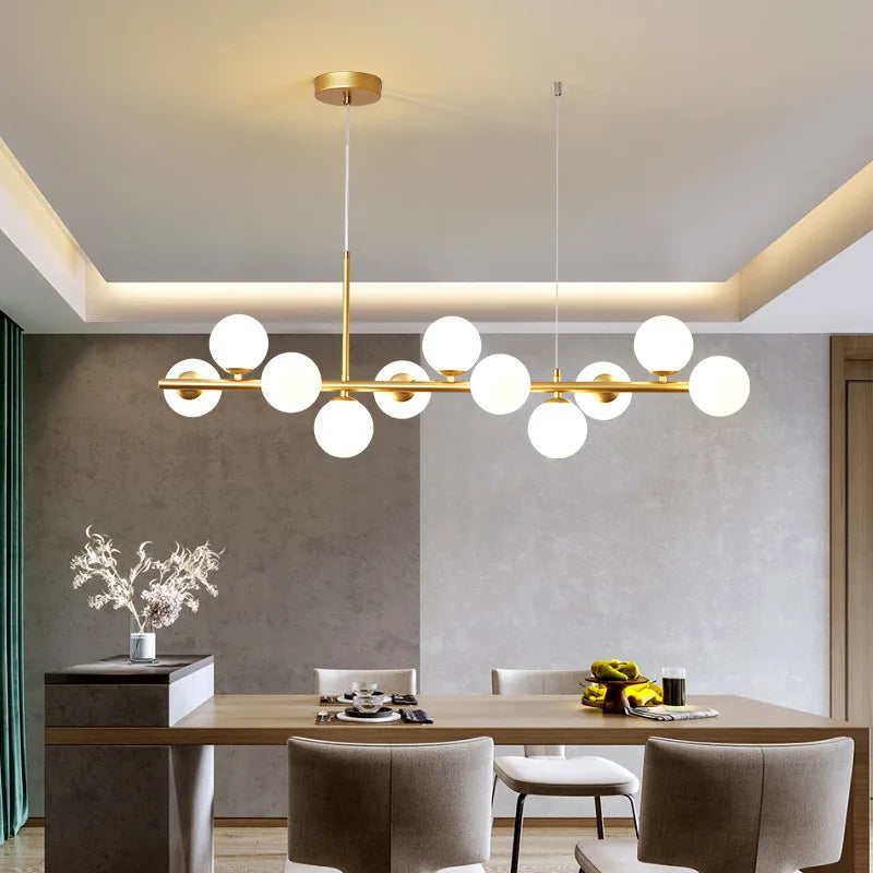 Modern Glass Ball Long Dining Room Chandeliers - Elegant Pendant Lamp for Kitchen, Office, and Home Decor