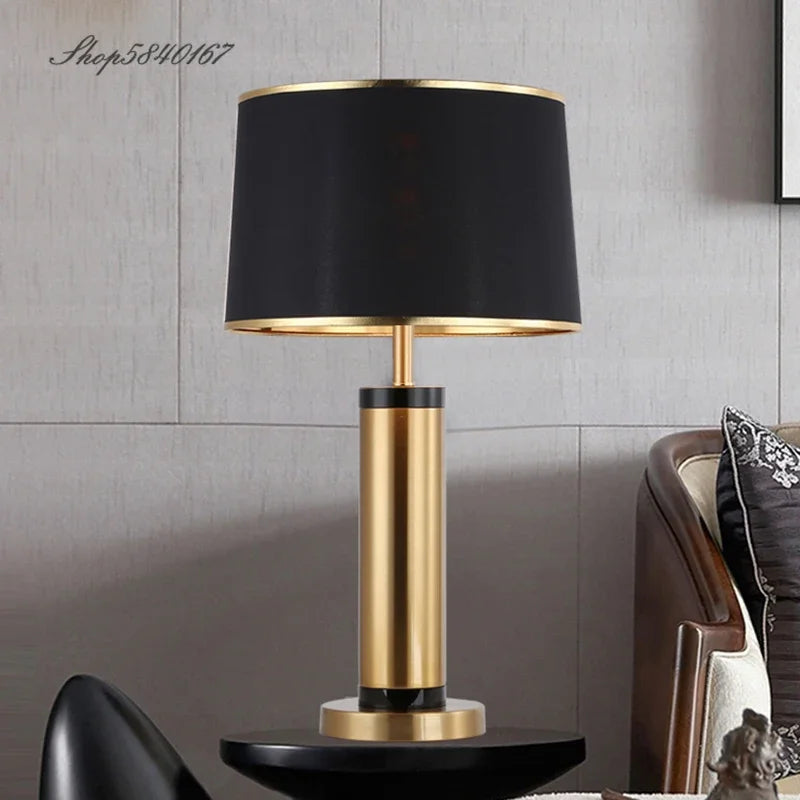 Modern Copper Table Lamp - Sleek Minimalism for Bedroom and Living Room Decor