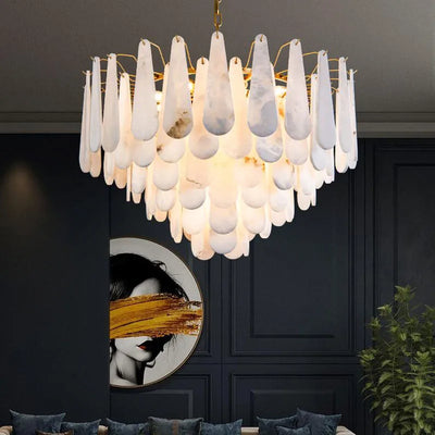 Luxury All Copper Marble Chandelier Living Room Light Postmodern Atmosphere Dining Room Bedroom Light Creative Simple Lighting