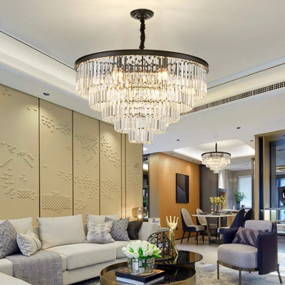 Modern Crystal Gold Chandelier - Elegant Lighting Fixture for Living Room and Bedroom Decor