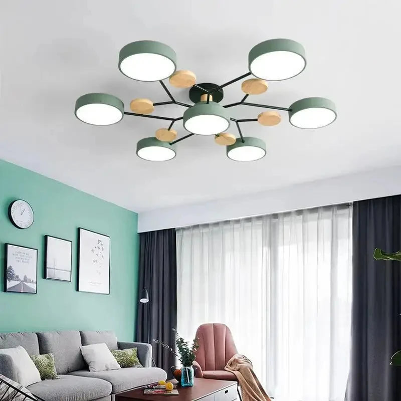 Nordic Living Room Home Macaron Hall Ceiling Lamp - Modern Minimalist Creative Bedroom Log Restaurant Light