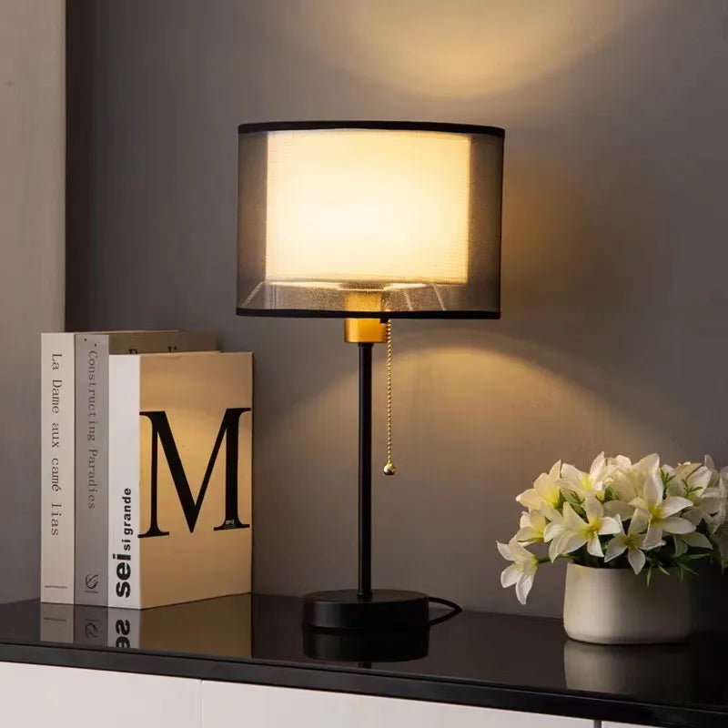 American Table Lamp - Nordic Modern Luxury Gold & Black Decor for Living Room, Bedroom, Office