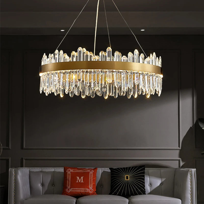 Modern Smoke Grey Crystal Chandelier - Luxury LED Hanging Lamp for Dining Table, Living Room, Bedroom