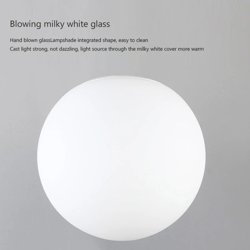 LED Ceiling Light with Glass White Ball | Minimalist Indoor Lighting Fixture