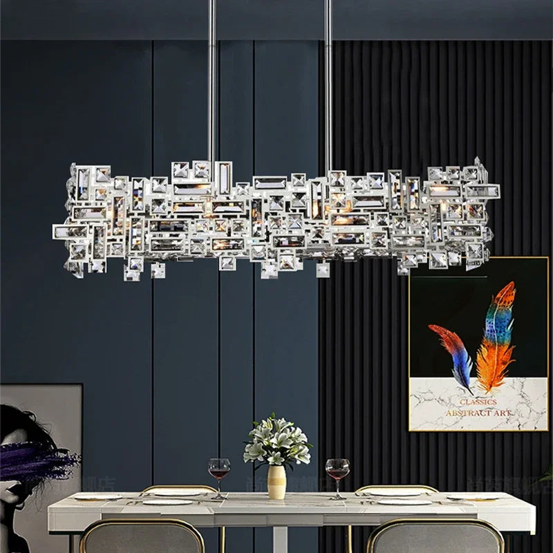 Modern Luxury Ceiling Chandelier for Dining Room Kitchen Island Gold Crystal Hanging Lamp LED Indoor Decoration Lighting Fixture