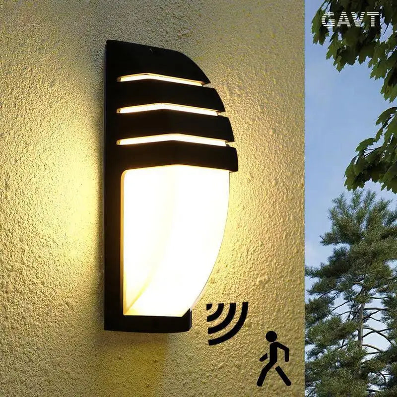 Modern LED Outdoor Wall Light with Radar Motion Sensor - Waterproof Exterior Lighting