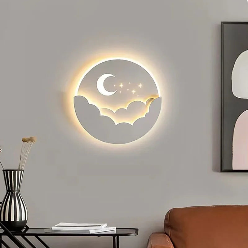 Modern LED Wall Sconce Lamp - Moon Star Mood Light for Living, Dining, Bedroom