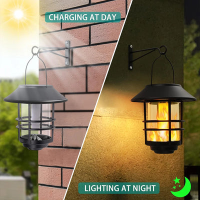 2-Pack Solar Wall Lanterns with Flickering Flame Effect for Outdoor Use