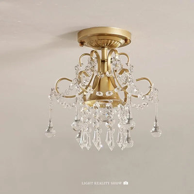 Modern LED Crystal Ceiling Lamp for Corridor, Porch, Stair, Cloakroom - Gold Finish