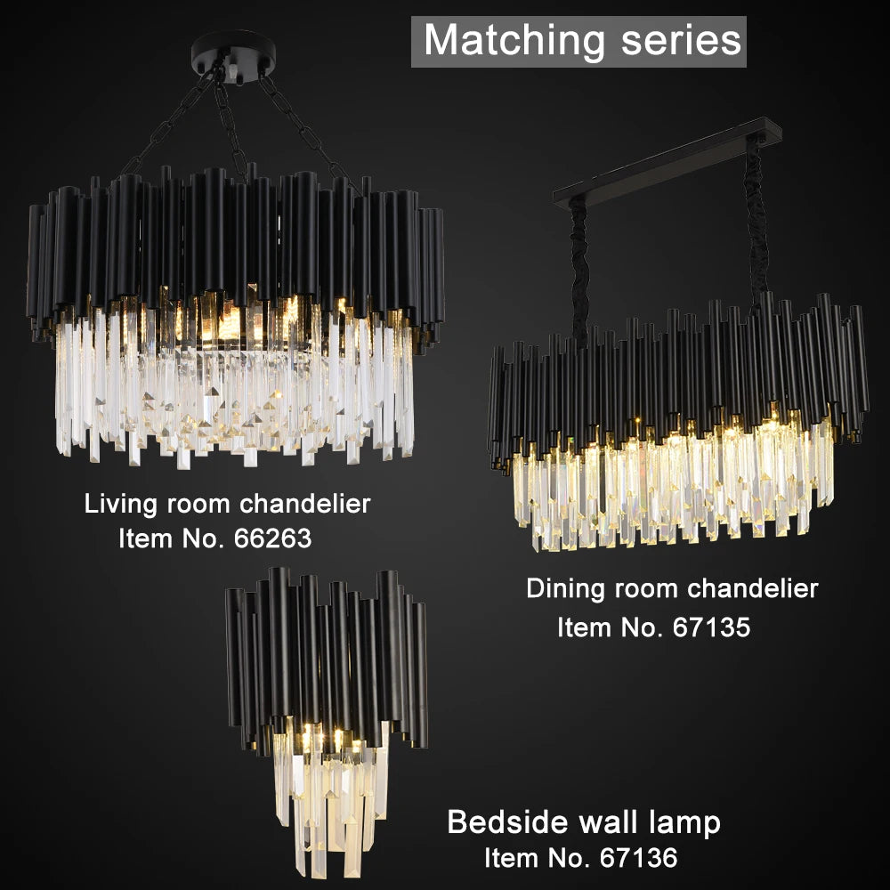 Black Creative Pendant Lights for Dining Room - Luxury LED Crystal Lamp