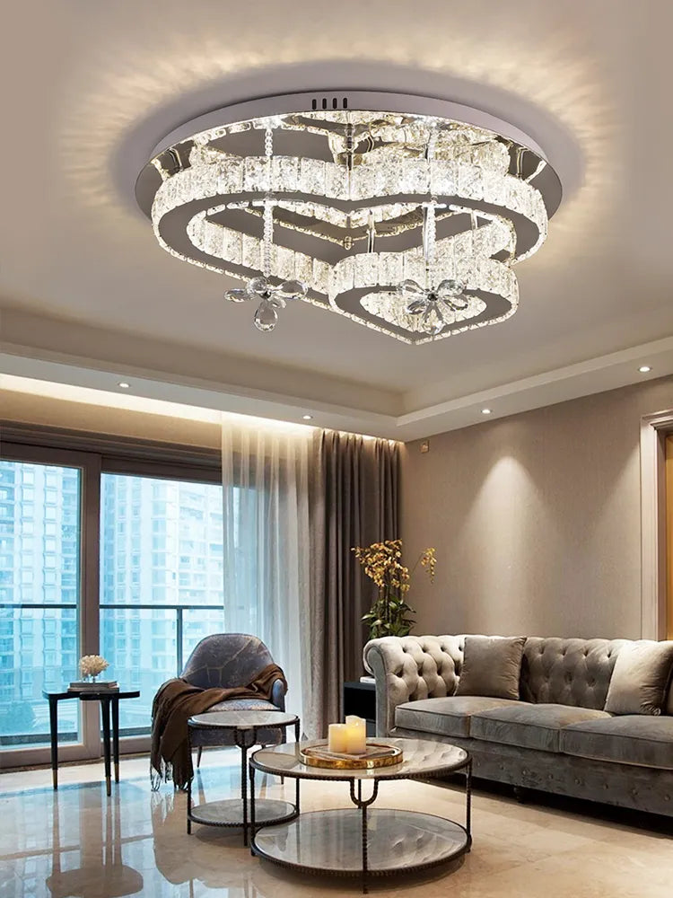 Modern LED Heart Shaped Crystal Chandelier - Illuminate Your Living Space with Love and Elegance