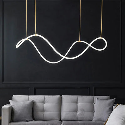 Nordic LED Long Hose Chandelier - Minimalist Pendant Lamp for Dining Room, Kitchen, and Bar