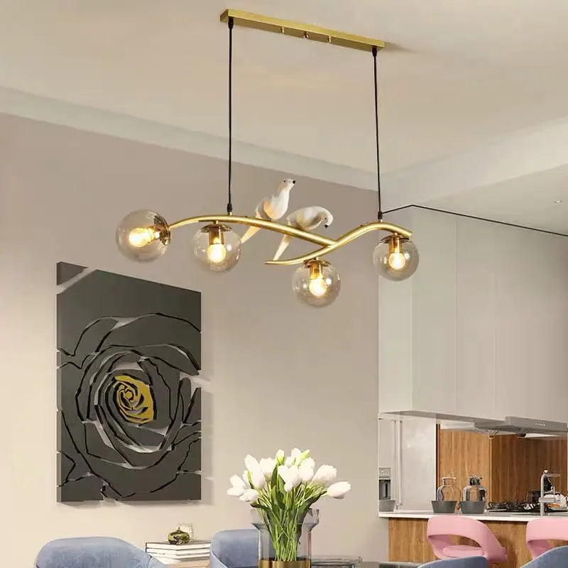 White Bird LED Ceiling Chandelier - Creative Pendant Lights for Kitchen Island and Dining Table