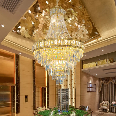 Modern Chandelier Round Living Room Decoration Banquet Hall Large Gold Luxury Crystal Light