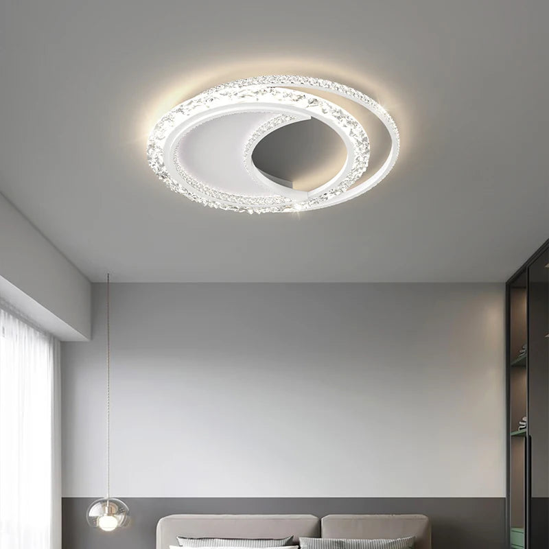 Modern Minimalist Acrylic Round LED Ceiling Lamp - Fashionable Gold Chandeliers for Nordic Creative Bedroom Lighting