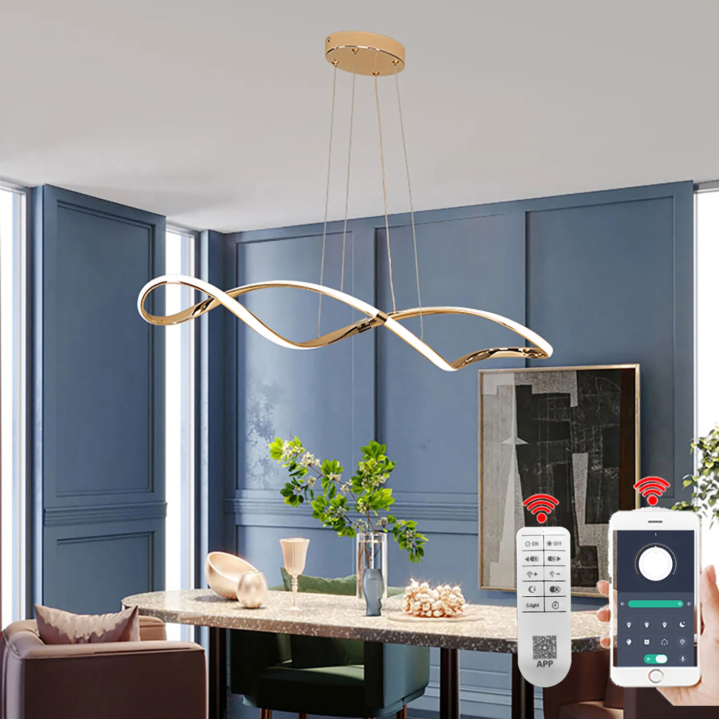 Modern LED Chandelier - Gold Chrome Hanging Lights for Elegant Interiors