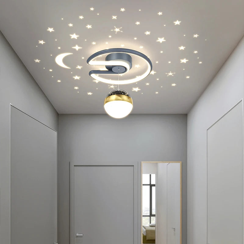 Black Gray 28W LED Ceiling Light For Hallway - Glass Ball Shades Foyer Aisle Indoor Lighting Luminaire Lustre Star Effect Dropship