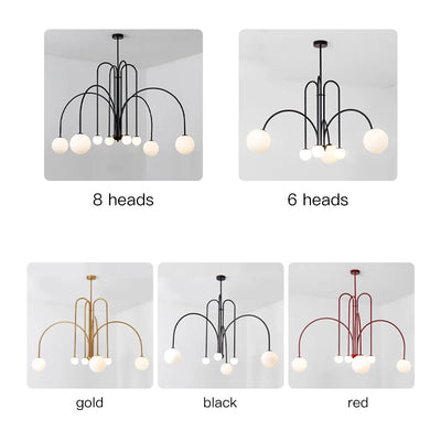 Modern Nordic Glass Ball Chandelier - Elegant Black Design for Versatile Lighting