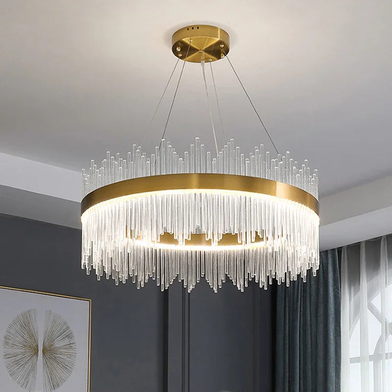 Modern LED Crystal Chandelier Dimmable Bedroom Living Room Ceiling Pendant Lamp