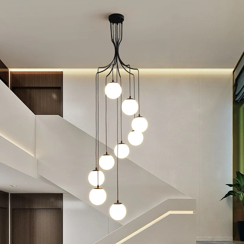 Modern Chandelier - Glass Ball Ceiling Pendant Lamp for Stair Foyer, Living Room, Dining Loft