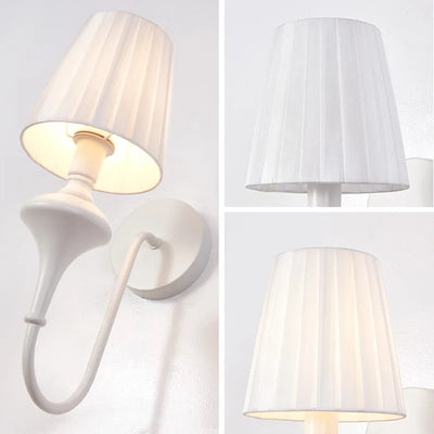 Modern Elegant White Fabric Shade Wall Lamp