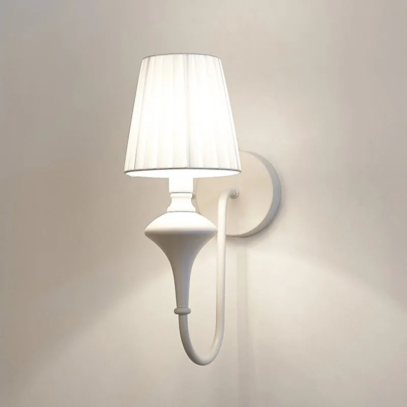 Modern Elegant White Fabric Shade Wall Lamp