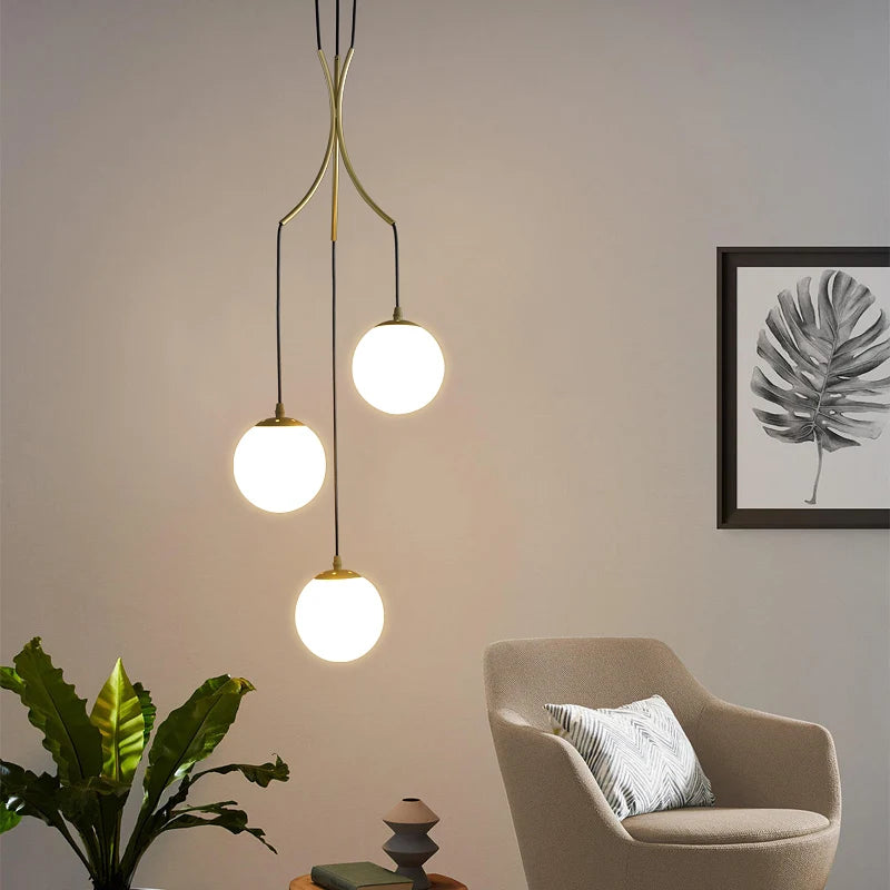 Modern Chandelier - Glass Ball Ceiling Pendant Lamp for Stair Foyer, Living Room, Dining Loft