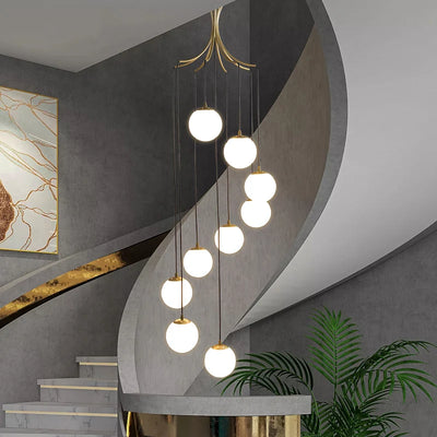 Modern Chandelier - Glass Ball Ceiling Pendant Lamp for Stair Foyer, Living Room, Dining Loft